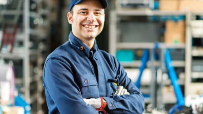 A Honda representative smiles at the camera with arms folded.  