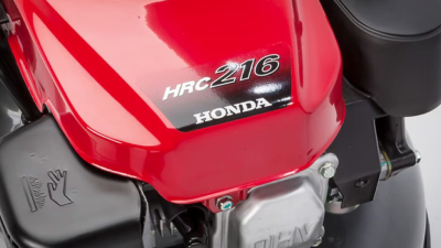 A front close-up of a Honda mower.  