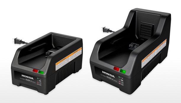 Honda Standard and Rapid chargers on a white studio background.