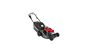 3/4 front view of Honda HRN MicroCut Mower on white space.  